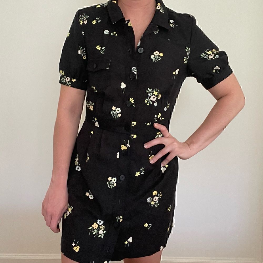 Urban Outfitters Black Floral Button Up Dress